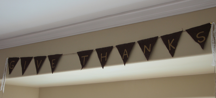 DIY Burlap Bunting via Needles + Leaves :: Thanksgiving Decorations :: Succulents :: Home Decor